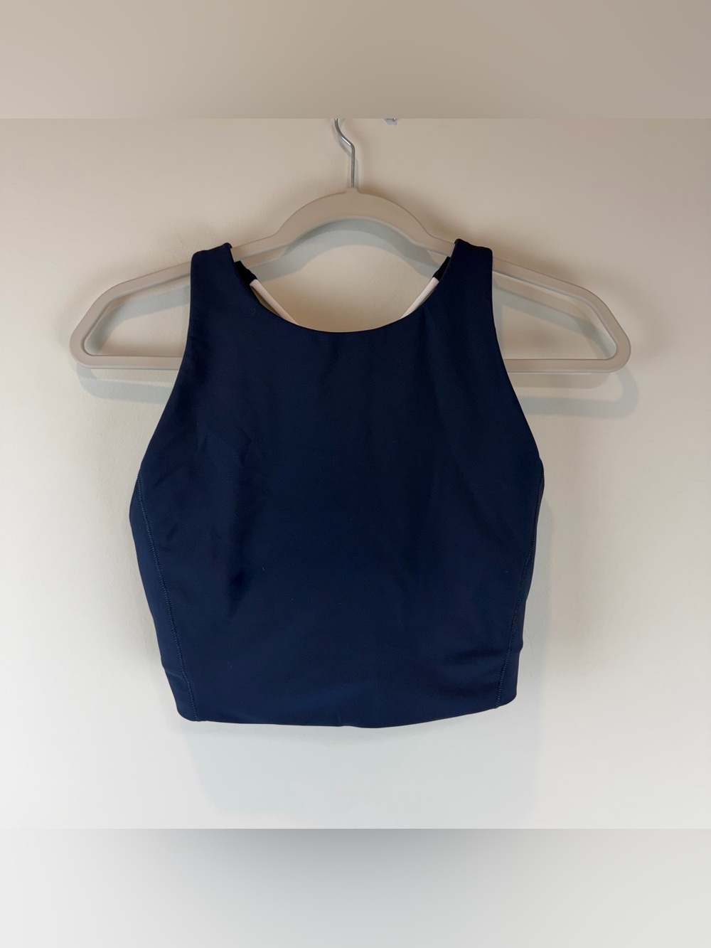 Athleta Blue White Athletic Athleisure Flex Spacer Tipped Sports Bra Size Medium